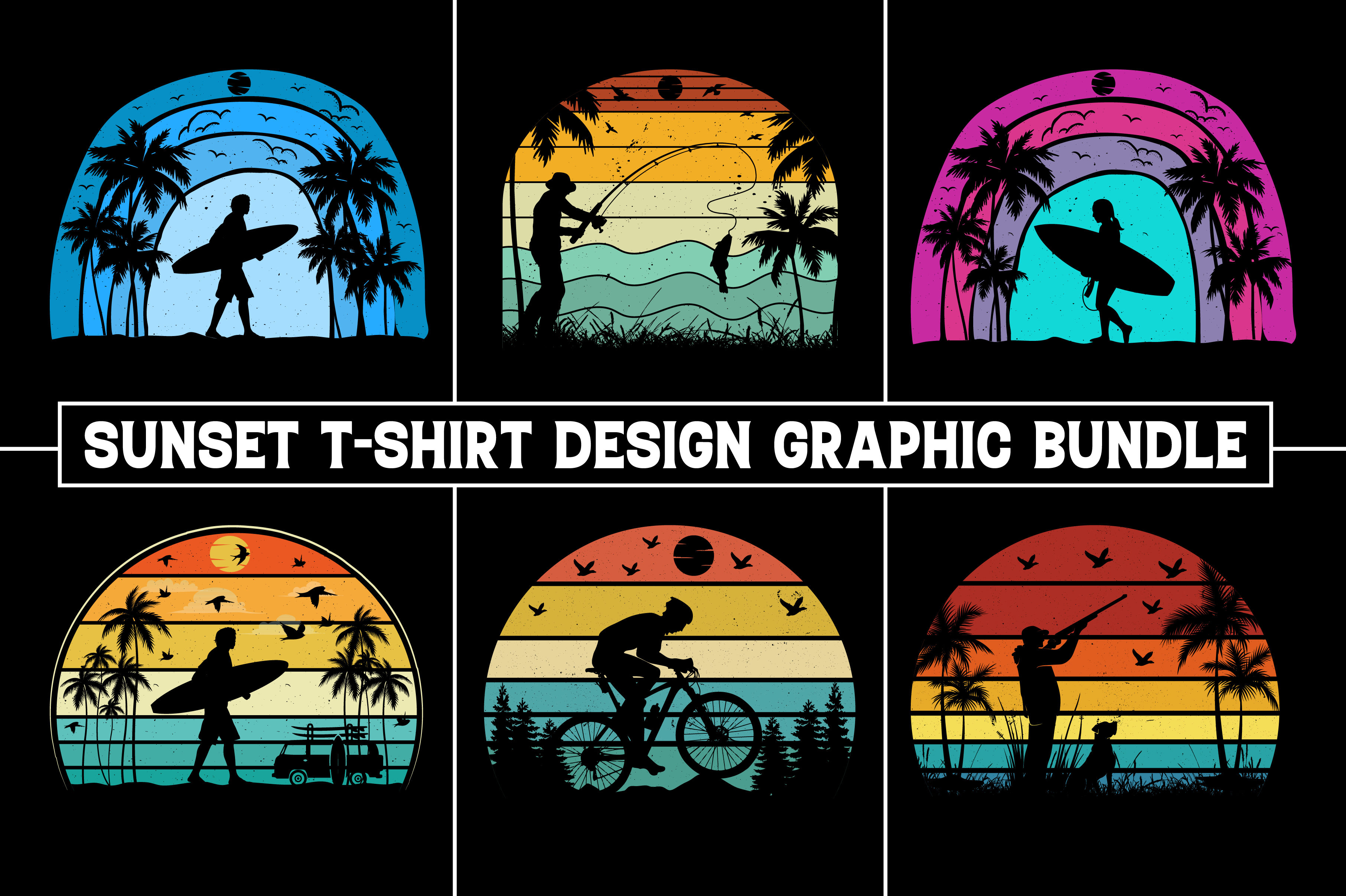 Retro Vintage Sunset T-Shirt Design Graphic by T-Shirt Design