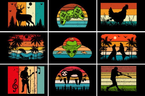 Sunset Colorful T-Shirt Graphic Bundle