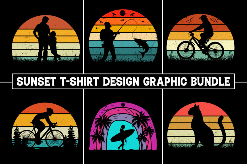 Sunset Colorful T-Shirt Graphic Bundle