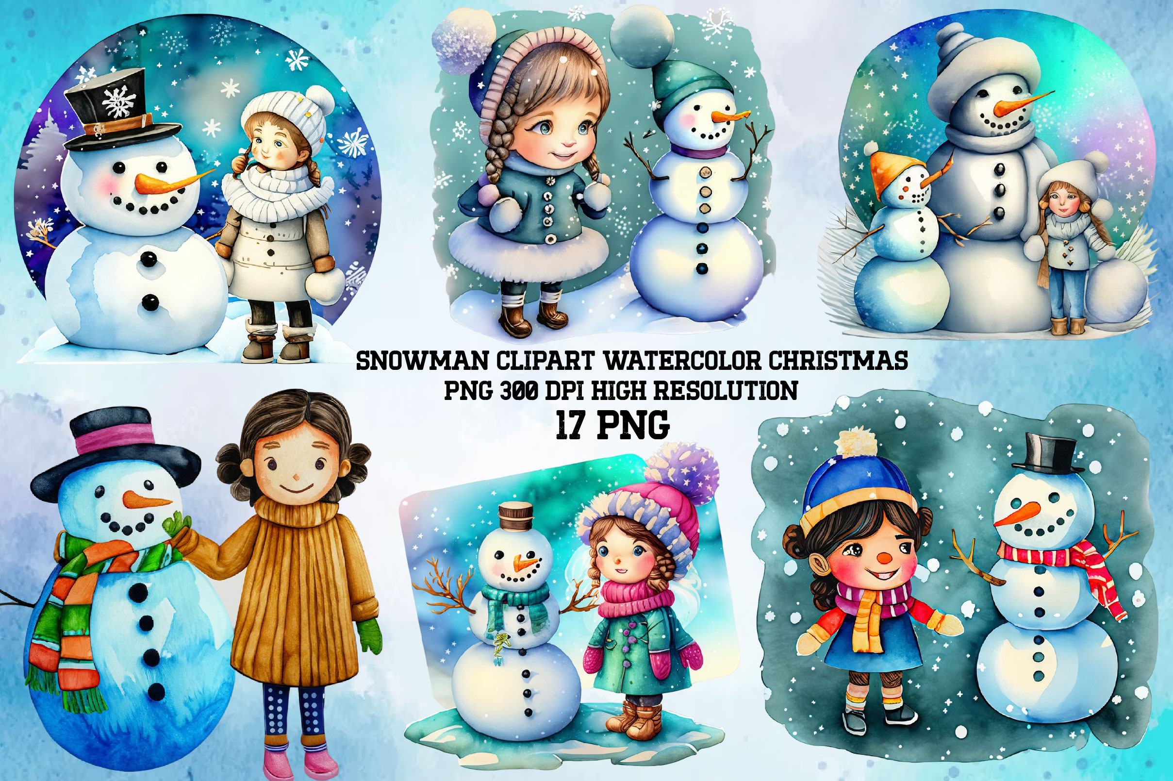 Watercolor Christmas Yeti Clipart PNG Sublimation