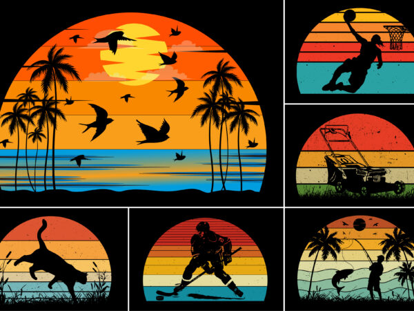 Sunset graphic for t-shirt bundle