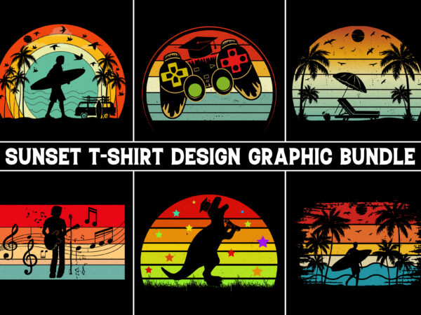 Vintage retro sunset graphic vector