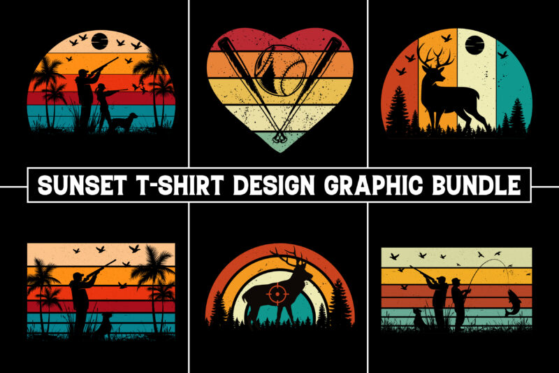 Sunset Colorful T-Shirt Graphic Bundle