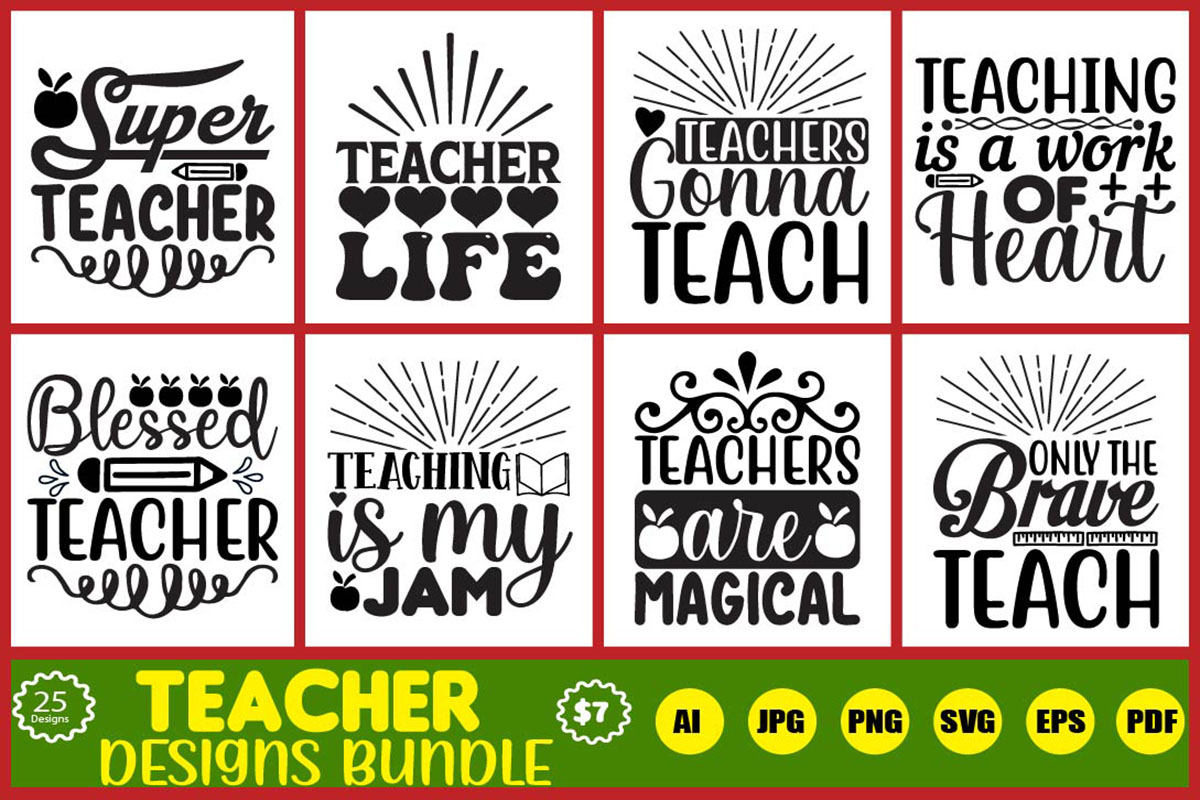 teacher designs bundle - Buy t-shirt designs