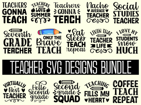 Teacher svg designs bundle