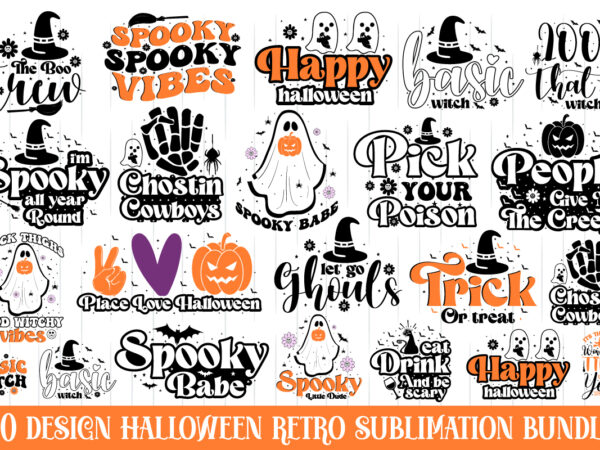 Retro Hello Spooky Kitty Halloween SVG Bundle Download