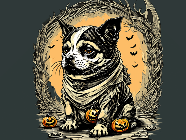 Cute dog halloween tshirt vector