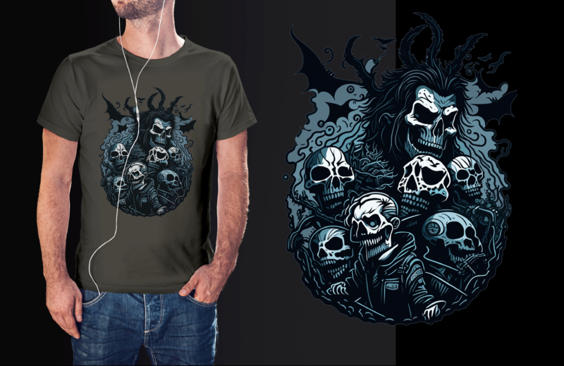 Spooky Skull Halloween Tshirt Design