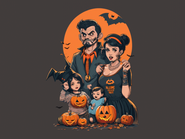 Family on halloween tshirt vector