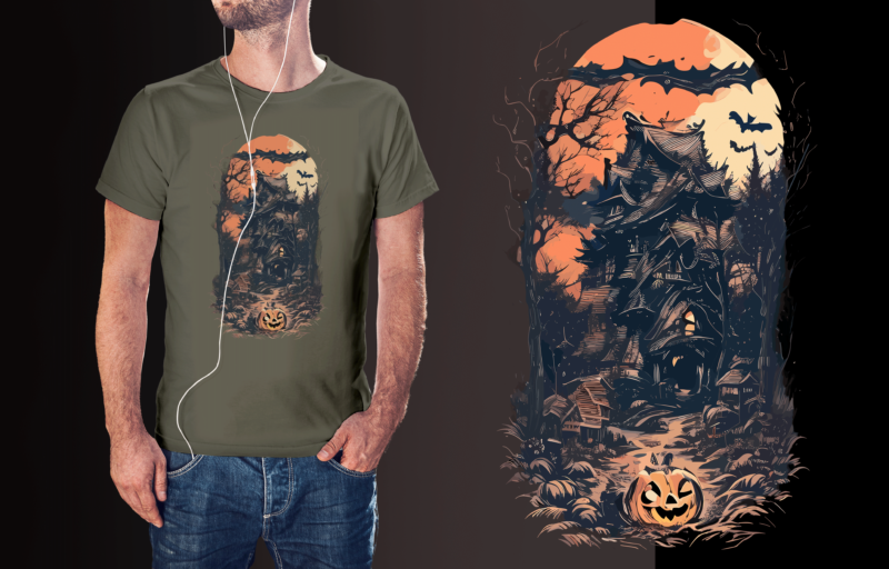 Scarry Halloween House Tshirt Design