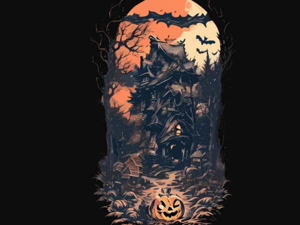 Scarry halloween house tshirt design