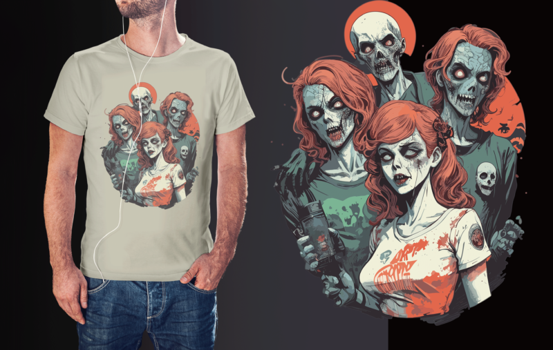 Spooky Halloween Zombies Tshirt Graphics