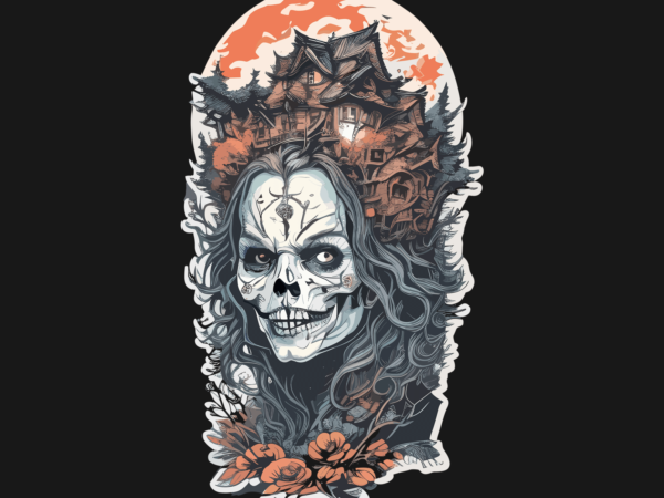 Scarry halooween witcher t shirt template vector