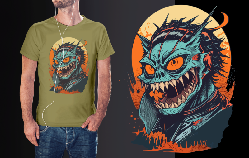 Spooky Monster Halloween Tshirt Graphic