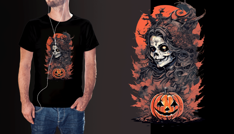 Spooky Halooween Witch Tshirt Design