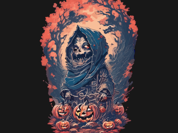 Spooky halloween witcher tshirt design