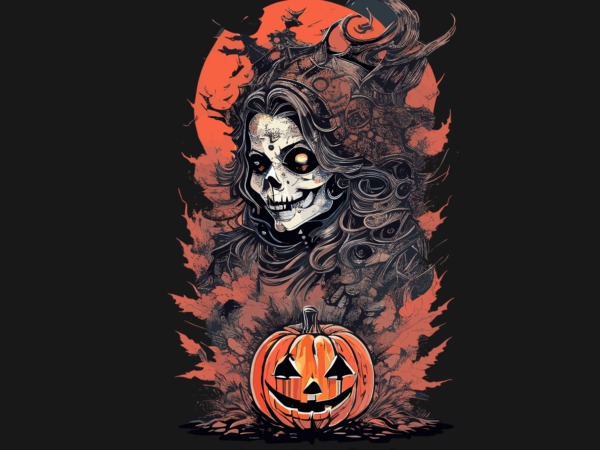 Spooky halooween witch tshirt design