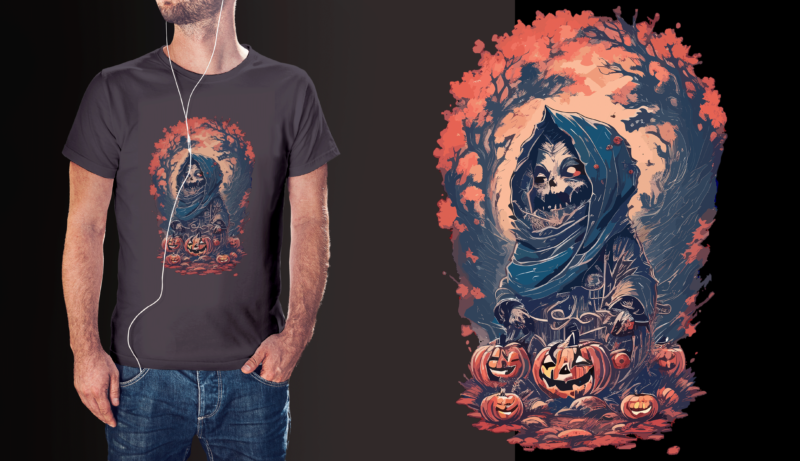 Spooky Halloween Witcher Tshirt Design