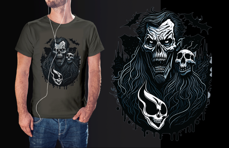 Spooky Dracula Halloween Tshirt Vector