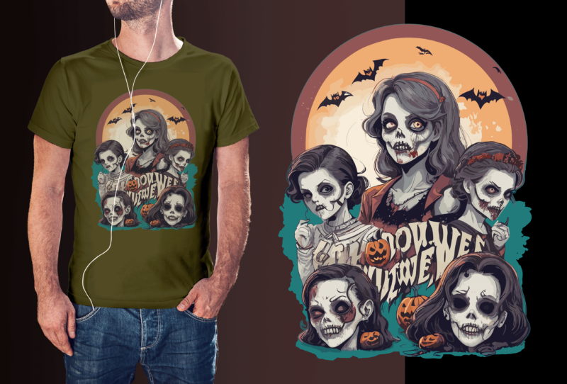 Spooky Halloween Family Tshirt Vector