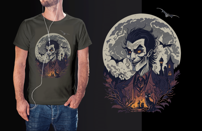 Spooky Halloween Vampire Tshirt Vector