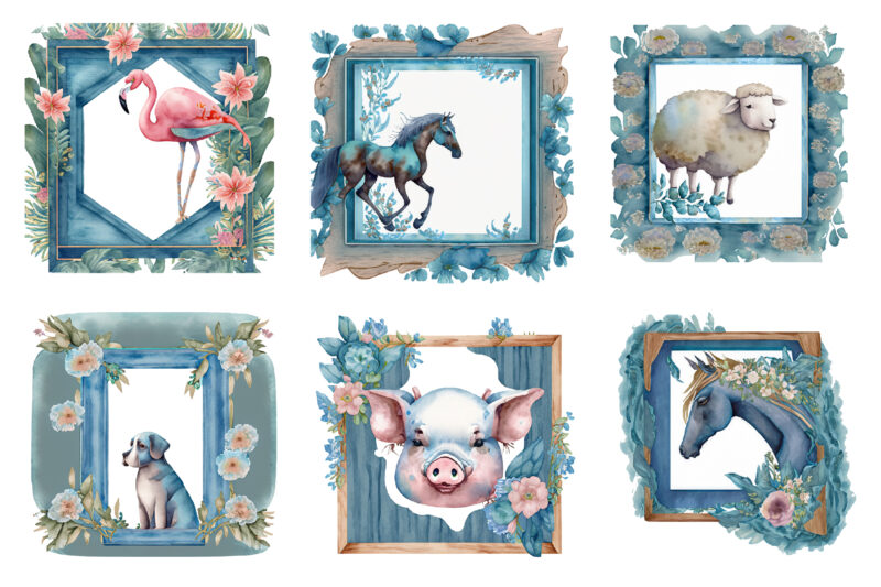 Farm Animals Light Blue Sublimation