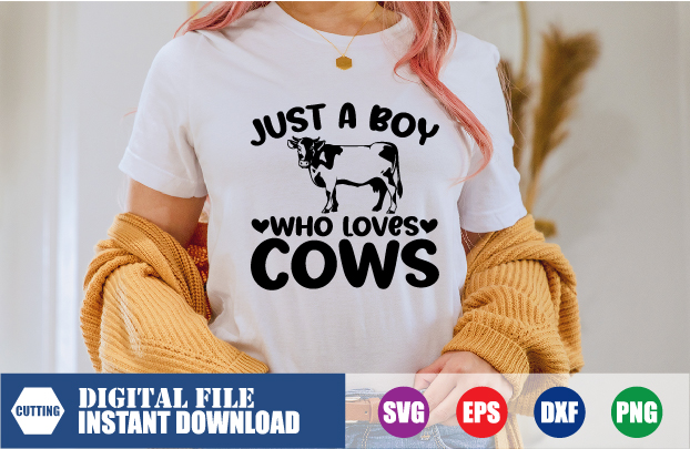 Just a Boy who loves Cows T-shirt, Love, Cows, Farmer, Cow Vector, vector, Funny, Tshirts, heart, who loves Cows, Boy Svg, Farmer shirt, Boy