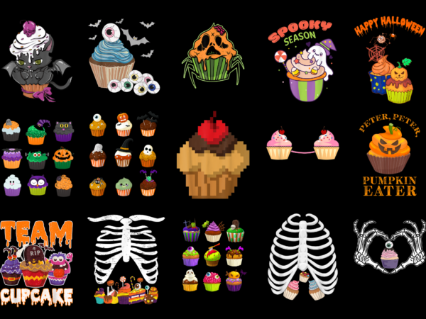 15 halloween cupcake shirt designs bundle for commercial use part 1, halloween cupcake t-shirt, halloween cupcake png file, halloween cupcake digital file, halloween cupcake gift, halloween cupcake download, halloween cupcake design amz