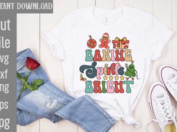 Baking spirits bright t-shirt design,let it snow svg design, let it snow retro design,christmas svg mega bundle ,130 christmas design bundle , christmas svg bundle , 20 christmas t-shirt design