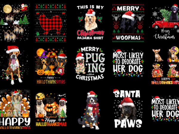 15 christmas dog shirt designs bundle for commercial use part 1, christmas dog t-shirt, christmas dog png file, christmas dog digital file, christmas dog gift, christmas dog download, christmas dog design amz