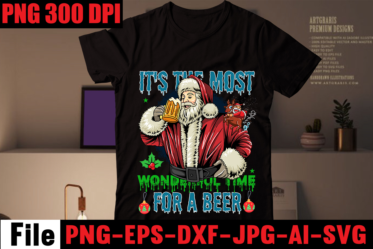 It's The Most Wonderful Time For A Beer T-shirt Design,Christmas T