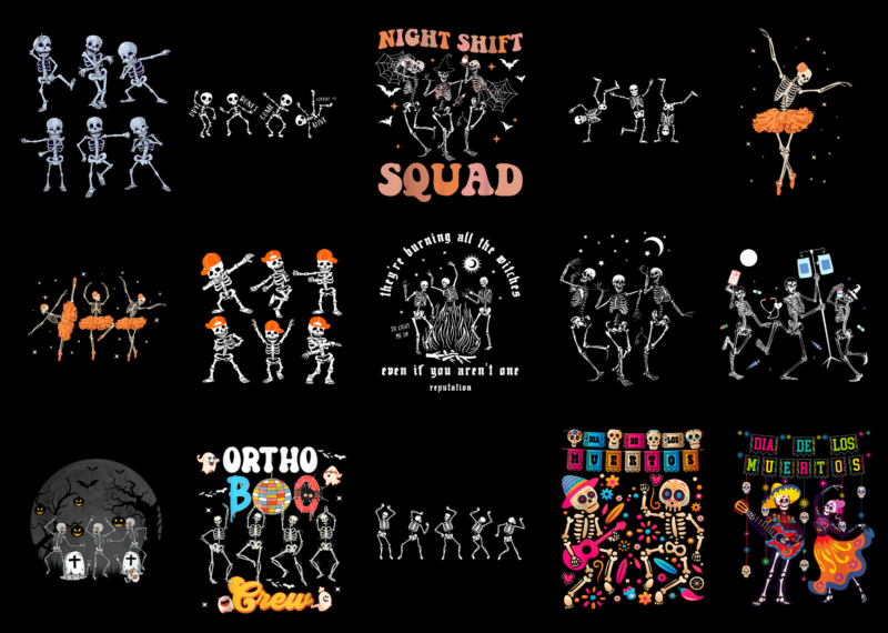 15 Dancing Skeleton Shirt Designs Bundle For Commercial Use Part 1, Dancing Skeleton T-shirt, Dancing Skeleton png file, Dancing Skeleton digital file, Dancing Skeleton gift, Dancing Skeleton download, Dancing Skeleton design AMZ