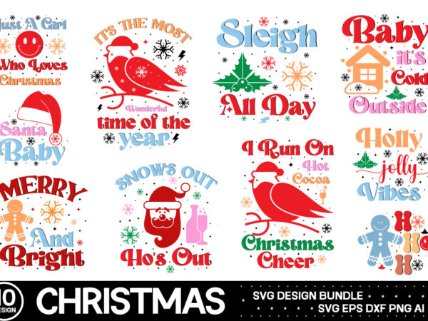 Christmas retro sublimation bundle t shirt vector file