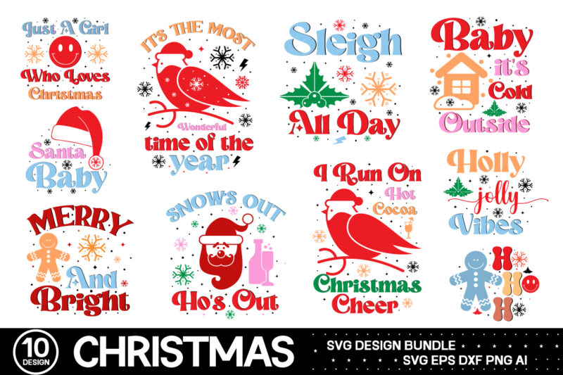 christmas retro sublimation bundle