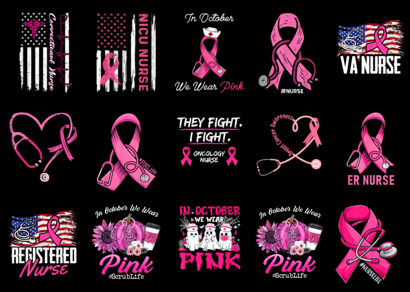 15 Nurse Breast Cancer Shirt Designs Bundle For Commercial Use Part 1, Nurse Breast Cancer T-shirt, Nurse Breast Cancer png file, Nurse Breast Cancer digital file, Nurse Breast Cancer gift,