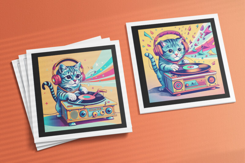 Cat Wearing Headphones Illustration for POD Clipart Design is Also perfect for any project: Art prints, t-shirts, logo, packaging, stationery, merchandise, website, book cover, invitations, and more.