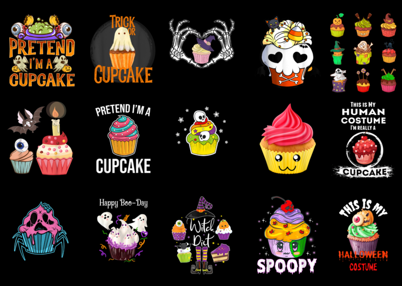 15 Halloween Cupcake Shirt Designs Bundle For Commercial Use Part 2, Halloween Cupcake T-shirt, Halloween Cupcake png file, Halloween Cupcake digital file, Halloween Cupcake gift, Halloween Cupcake download, Halloween Cupcake design AMZ