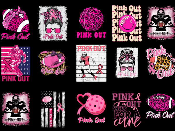 15 pink out breast cancer awareness shirt designs bundle for commercial use part 2, pink out breast cancer awareness t-shirt, pink out breast cancer awareness png file, pink out breast