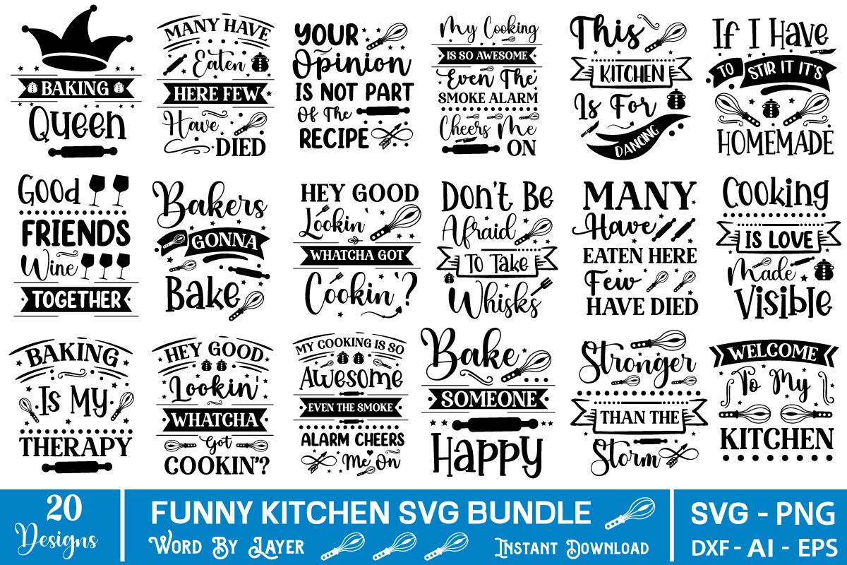 Kitchen T-Shirt Bundle Kitchen Sticker Svg, Kitchen Sticker Design ...