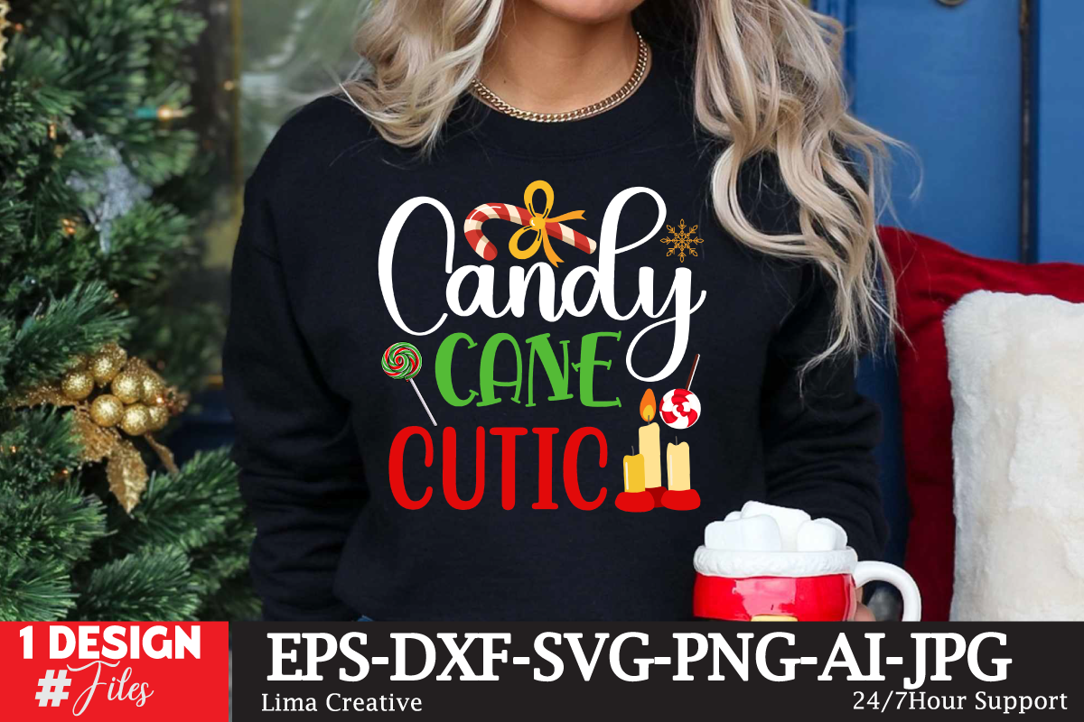 Candy Cane Cutic T-shirt Design, Winter SVG Bundle, Christmas Svg