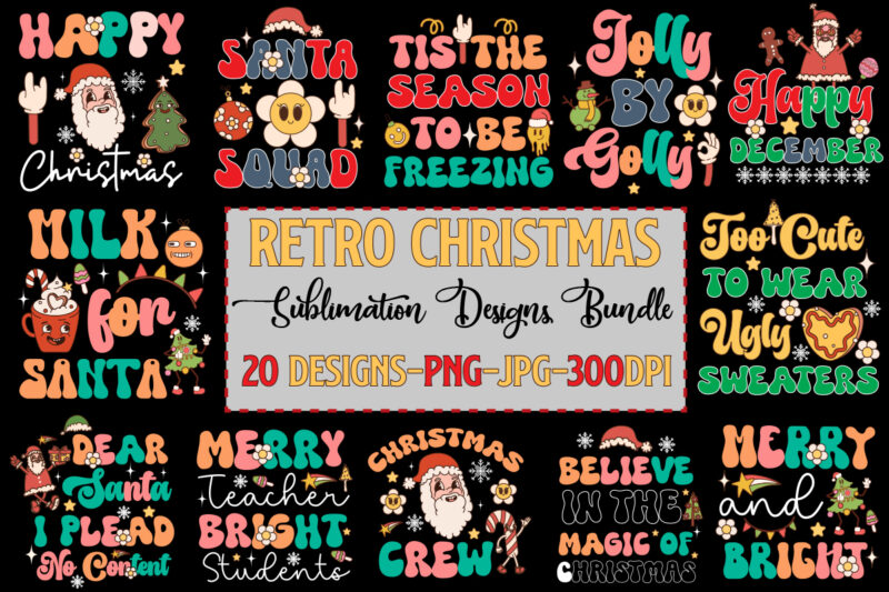 Christmas Retro Designs Bundle, 20 Designs Retro Christmas Bundle, Christmas Sublimation Bundle Christmas Bundle, Festive Af Christmas Junkie Christmas ,Christmas Sublimation Retro Christmas Christmas, Clipart Christmas Png Holiday Sublimation Sublimation