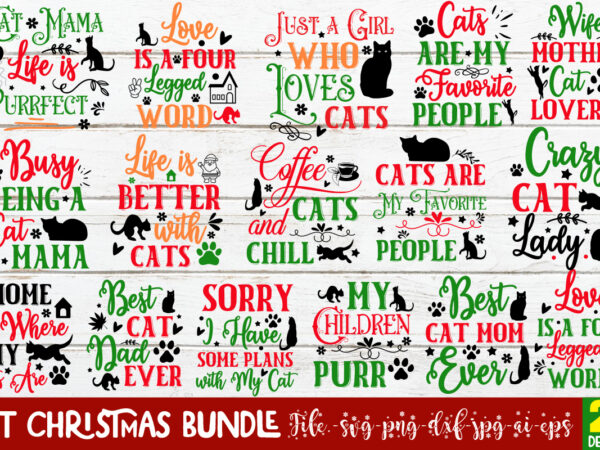 Cat christmas t-shirt designs bundle,20 designs,cat christmas ornament svg bundle cat christmas svg bundle, pet christmas ornament svg bundl