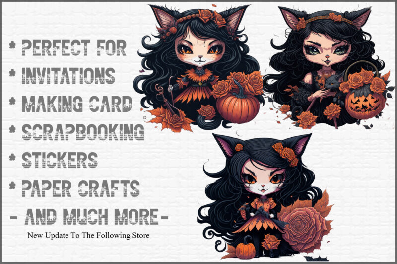 Halloween Black Cat Girl Clipart