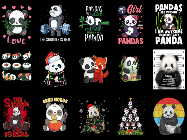 15 panda shirt designs bundle for commercial use part 4, panda t-shirt, panda png file, panda digital file, panda gift, panda download, panda design amz