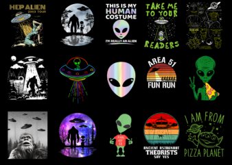 15 Alien Shirt Designs Bundle For Commercial Use Part 3, Alien T-shirt, Alien png file, Alien digital file, Alien gift, Alien download, Alien design AMZ