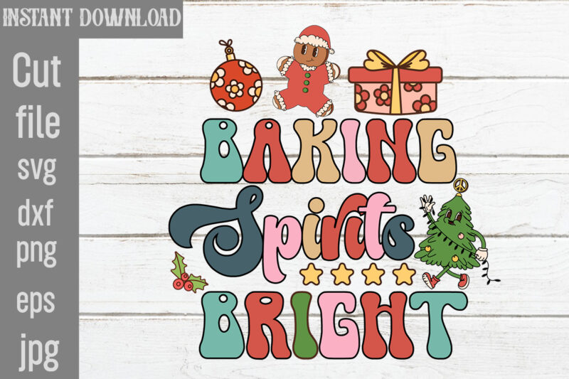 Baking Spirits Bright T-shirt Design,Let it Snow SVG design, Let it Snow Retro design,christmas svg mega bundle ,130 christmas design bundle , christmas svg bundle , 20 christmas t-shirt design