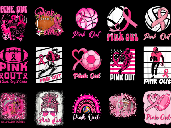 15 pink out breast cancer awareness shirt designs bundle for commercial use part 3, pink out breast cancer awareness t-shirt, pink out breast cancer awareness png file, pink out breast