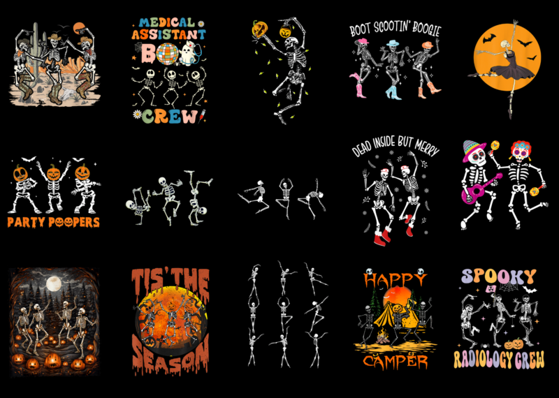 15 Dancing Skeleton Shirt Designs Bundle For Commercial Use Part 3, Dancing Skeleton T-shirt, Dancing Skeleton png file, Dancing Skeleton digital file, Dancing Skeleton gift, Dancing Skeleton download, Dancing Skeleton design AMZ