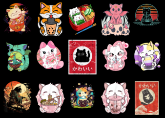 15 Cat Anime Shirt Designs Bundle For Commercial Use Part 3, Cat Anime T-shirt, Cat Anime png file, Cat Anime digital file, Cat Anime gift, Cat Anime download, Cat Anime design AMZ