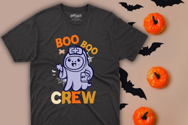 Boo Boo Crew Cute Ghost Halloween Nurse T-Shirt t design vector